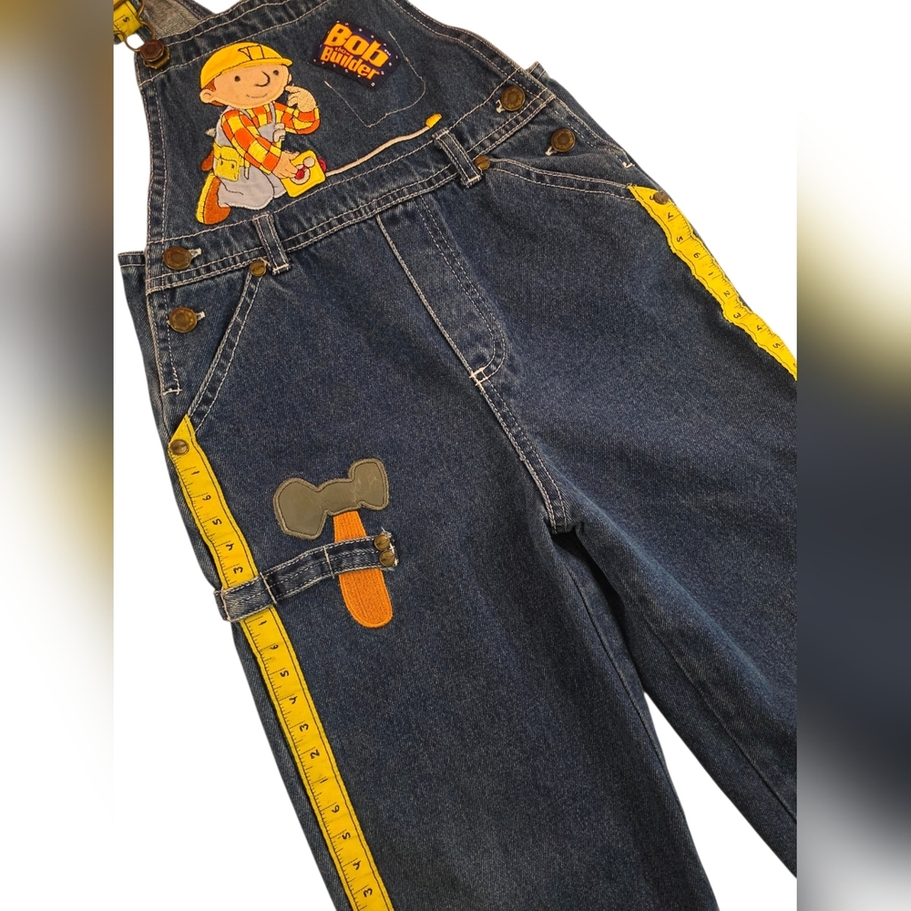Vintage Y2K Bob the Builder Denim Overalls Size 5 Kids 100% Cotton - Picture 4 of 10